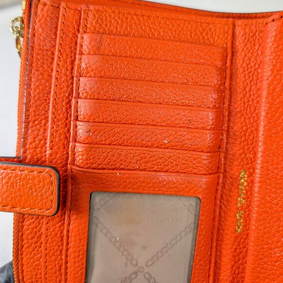 SOLD Michael Kors Orange Leather Jet Set Double Zip Wristlet Phone Wallet - Picture 9 of 10